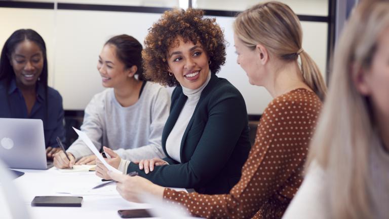 Businesswomen collaborating in a meeting