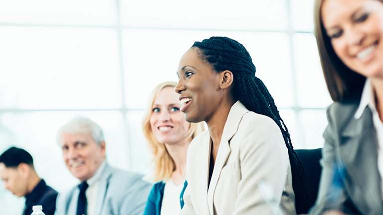 Group of workers smiling