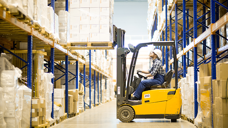 Forklift in workshop