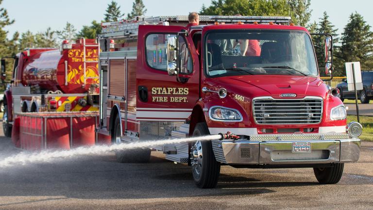 a new firetruck purchased using a Sourcewell awarded contract